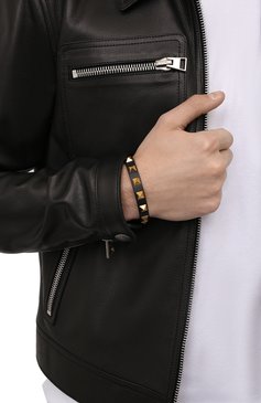 Мужской кожаный браслет VALENTINO черного цвета, арт. XY2J0801LKT | Фото 2 (Региональные ограничения белый список (Axapta Mercury): Не проставлено; Материал: Натуральная кожа; Нос: Не проставлено)