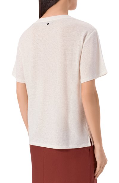 Льняная футболка WEEKEND MAX MARA белого цвета по цене 15200 руб., арт. PEL0TA, фото 4 Льняная футболка WEEKEND MAX MARA, арт. PEL0TA, фото 4