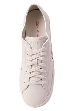 Женские кожаные кеды SANTONI молочного цвета, а�рт. WBGG61321PNNTDYI | Фото 6 (Драгоценные камни: Проставлено; Материал внутренний: Натуральная кожа; Подошва: Платформа; Материал сплава: Проставлено; Материал внешний: Натуральная кожа; Кросс-КТ: Низкие; Материал утеплителя: Без утеплителя; Стили: Кэжуэл)