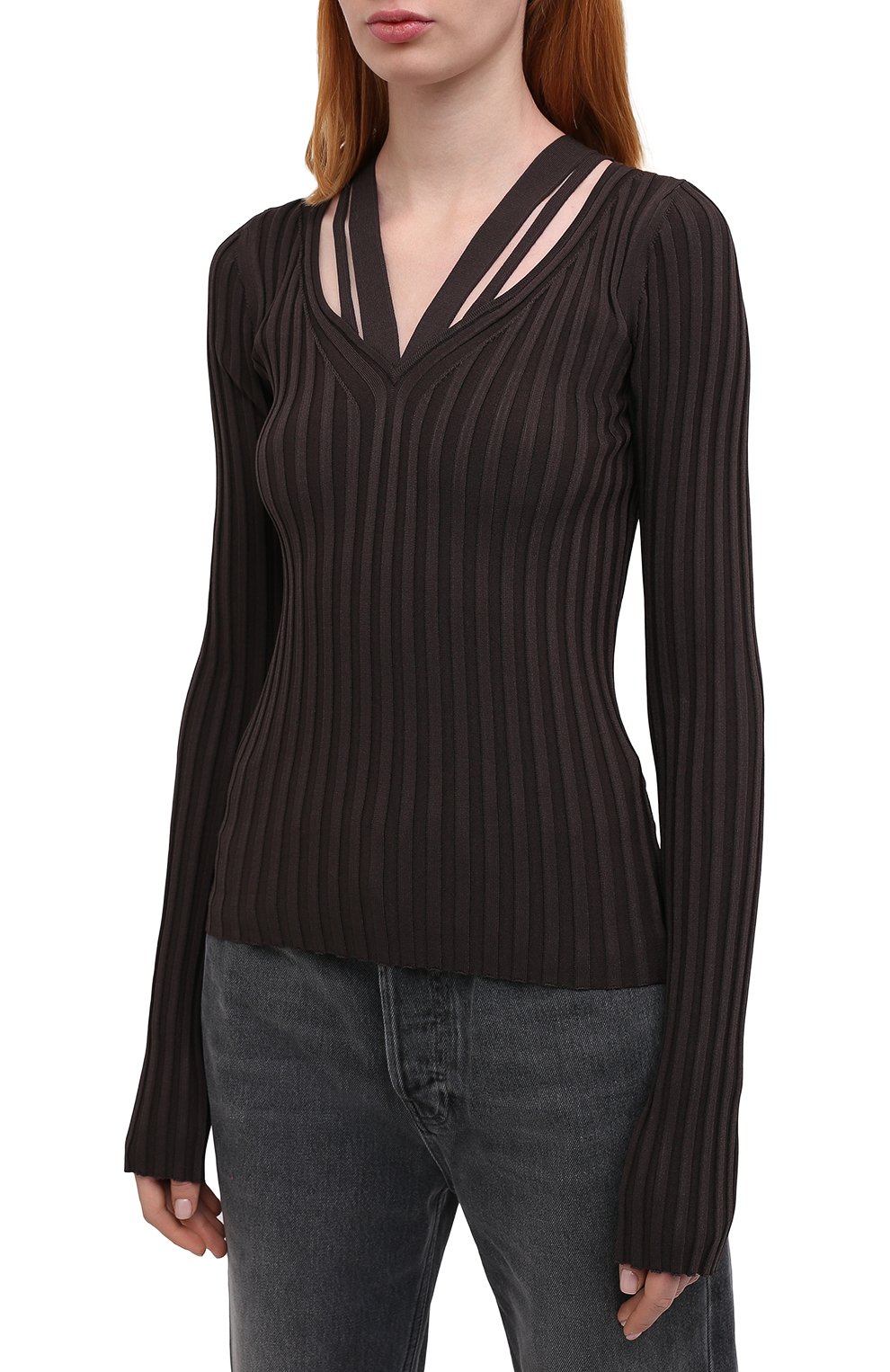 Пуловер HELMUT LANG коричневого цвета по цене 32800 руб., арт. K07HW712, фото 3 Пуловер HELMUT LANG, арт. K07HW712, фото 3