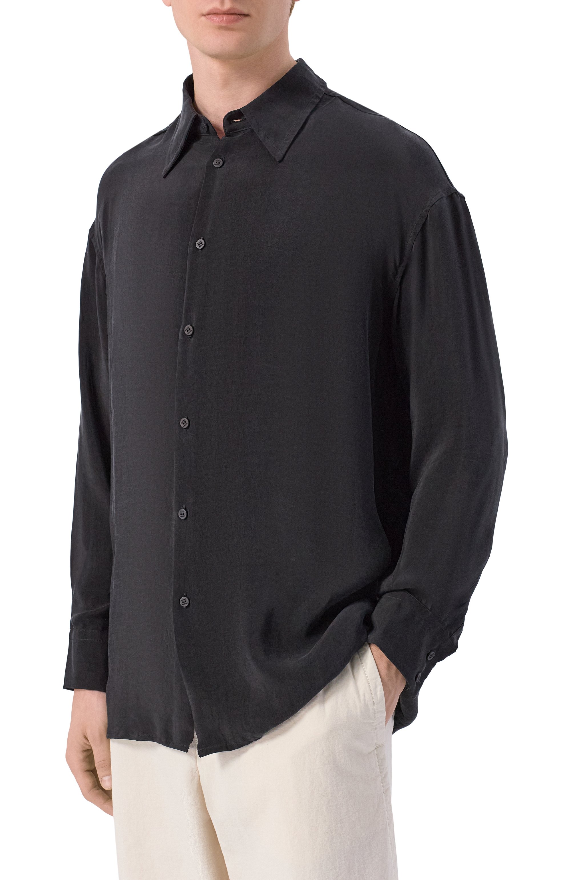 Рубашка NEVER ENOUGH черного цвета по цене 44100 руб., арт. 2B6M075-148/MSL019 NP W121, фото 3 Рубашка NEVER ENOUGH, арт. 2B6M075-148/MSL019 NP W121, фото 3