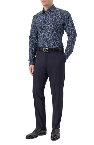 Хлопковая рубашка BOSS темно-синего цвета по цене 17950 руб., арт. 50549928, фото 2 Хлопковая рубашка BOSS, арт. 50549928, фото 2