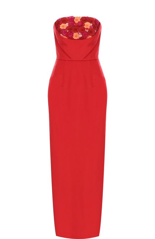 

Приталенное шелковое платье-бюстье с фактурной отделкой Oscar de la Renta, Красный