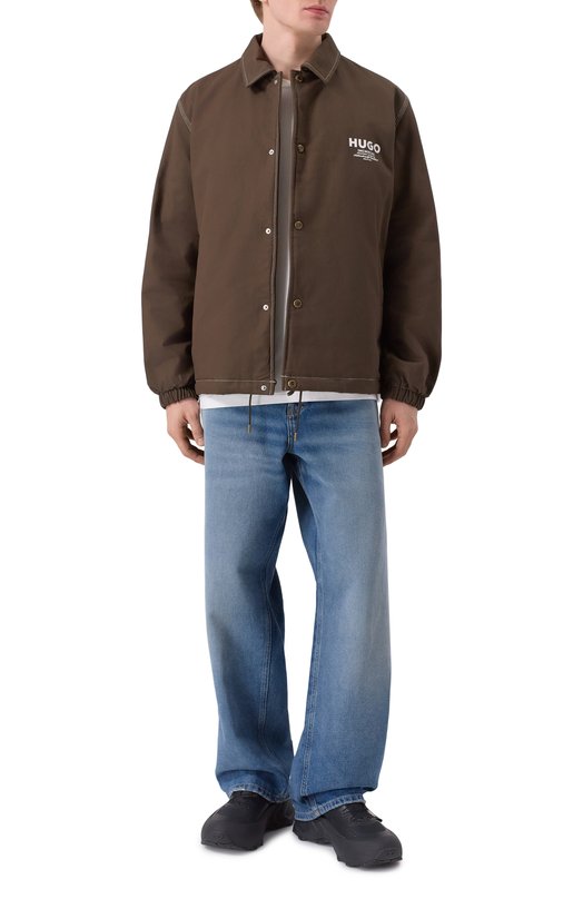 Хлопковая куртка-рубашка HUGO Blue 50552940 Коричневый  50552940 Фото 2