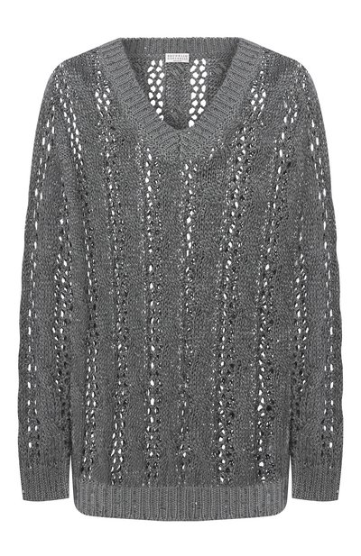 Женский пуловер из смеси хлопка и льна BRUNELLO CUCINELLI, арт. M70310302