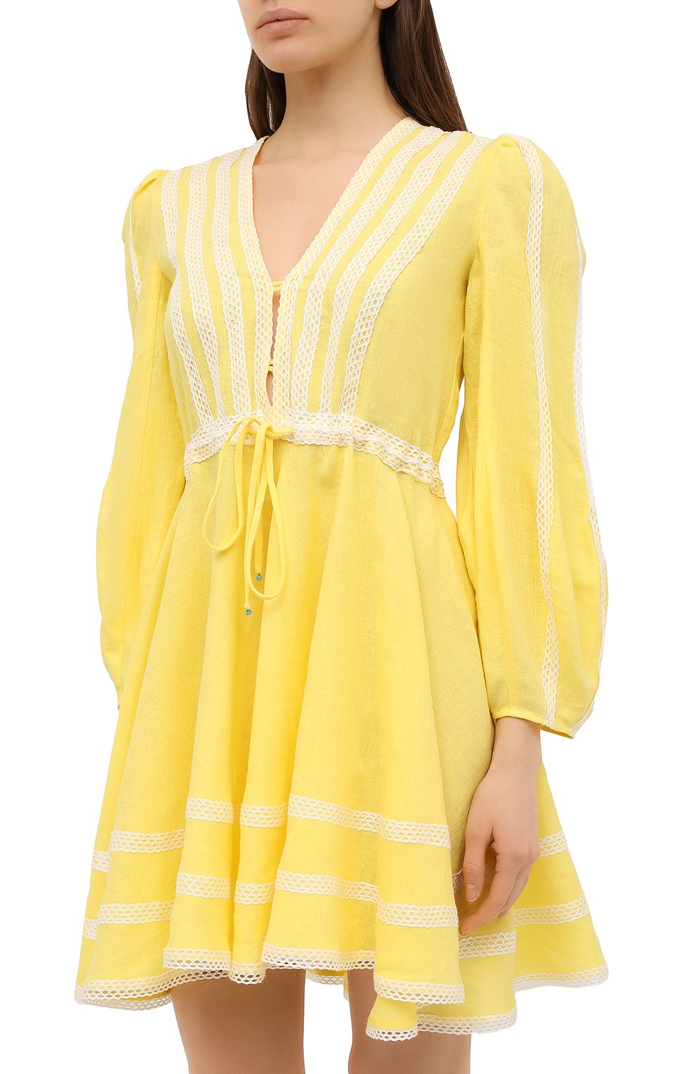 Льняное платье A MERE CO желтого цвета по цене 46250 руб., арт. AMC-RSS21-01YW, фото 3 Льняное платье A MERE CO, арт. AMC-RSS21-01YW, фото 3