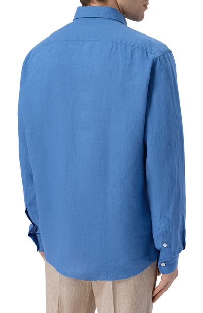 Льняная рубашка BOSS голубого цвета по цене 19950 руб., арт. 50556077, фото 4 Льняная рубашка BOSS, арт. 50556077, фото 4