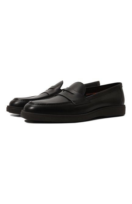 Мужские кожаные пенни-лоферы SANTONI черного цвета по цене 73900 руб., арт. MGDG18714SM0SSK7 | Фото 1