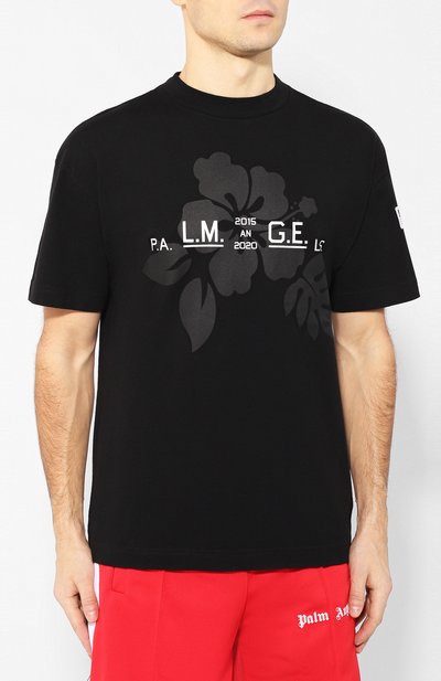 Хлопковая футболка PALM ANGELS черного цвета по цене 25100 руб., арт. PMAA001R204130121010, фото 3 Хлопковая футболка PALM ANGELS, арт. PMAA001R204130121010, фото 3