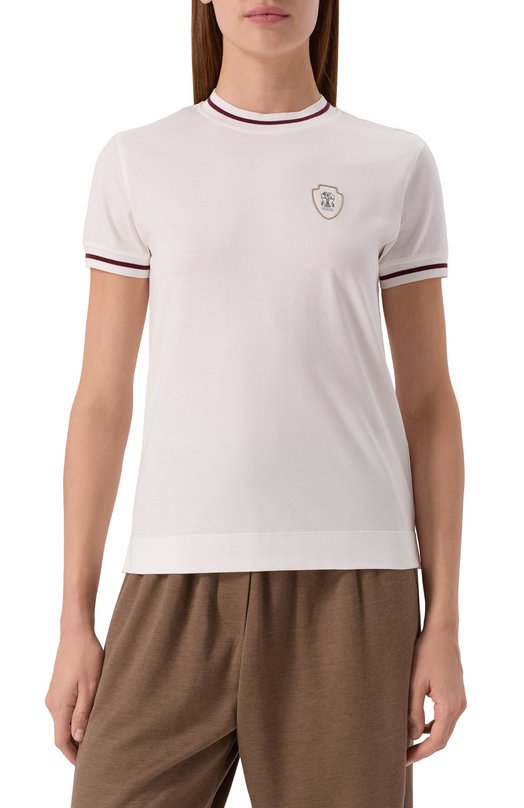 Хлопковая футболка Brunello Cucinelli M0T81VD110 Белый  M0T81VD110 Фото 3