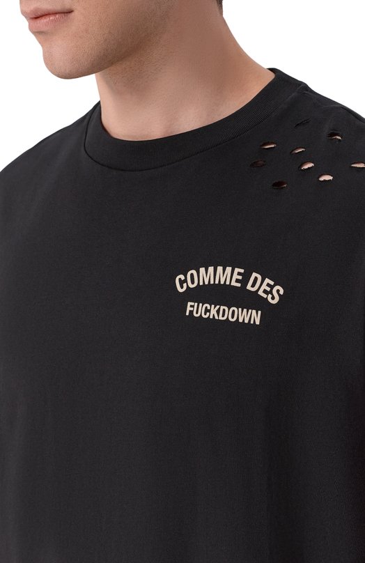 Хлопковая футболка Comme des Fuckdown CFABM01923 Чёрный  CFABM01923 Фото 5