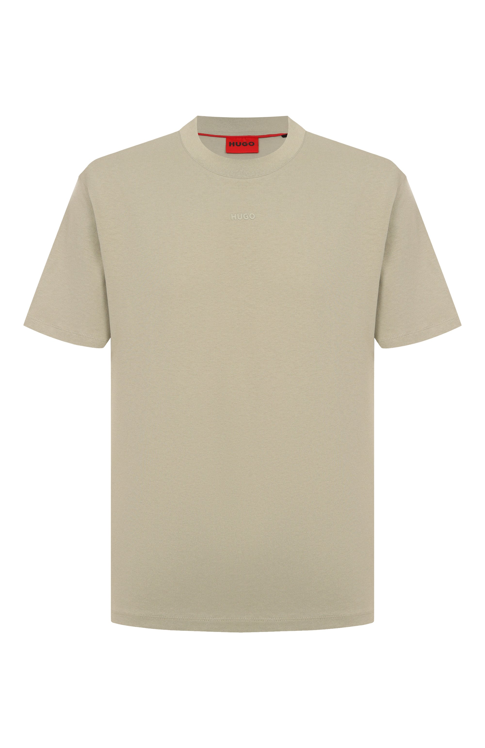 Хлопковая футболка HUGO светло-зеленого цвета по цене 7490 руб., арт. 50488330, фото 1 Хлопковая футболка HUGO, арт. 50488330, фото 1