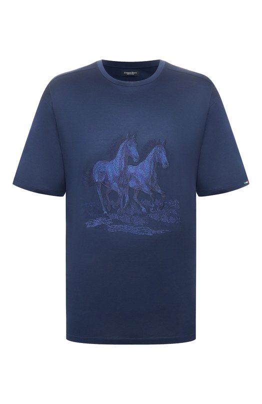 Хлопковая футболка Stefano Ricci MNH6205360/TE001 Синий MNH6205360/TE001