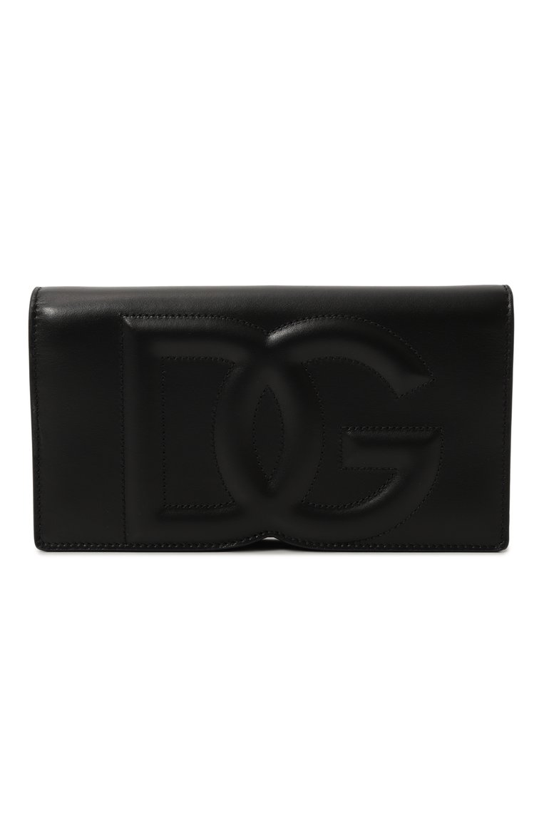 Женская сумка dg logo DOLCE & GABBANA черного цвета, арт. BI9279_BE9279/AG081_1 | Фото 1 (Ремень/цепочка: На ремешке; Размер: mini; Материал: Натуральная кожа; Сумки-технические: Сумки через плечо)