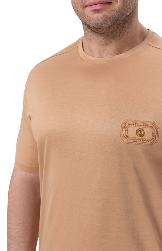 Хлопковая футболка Stefano Ricci MNH6104960/TE0001 Бежевый  MNH6104960/TE0001 Фото 5