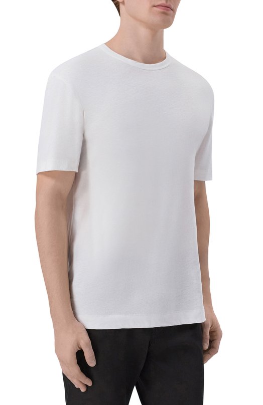 Футболка из хлопка и льна BOSS 50559166 Белый  50559166 Фото 3