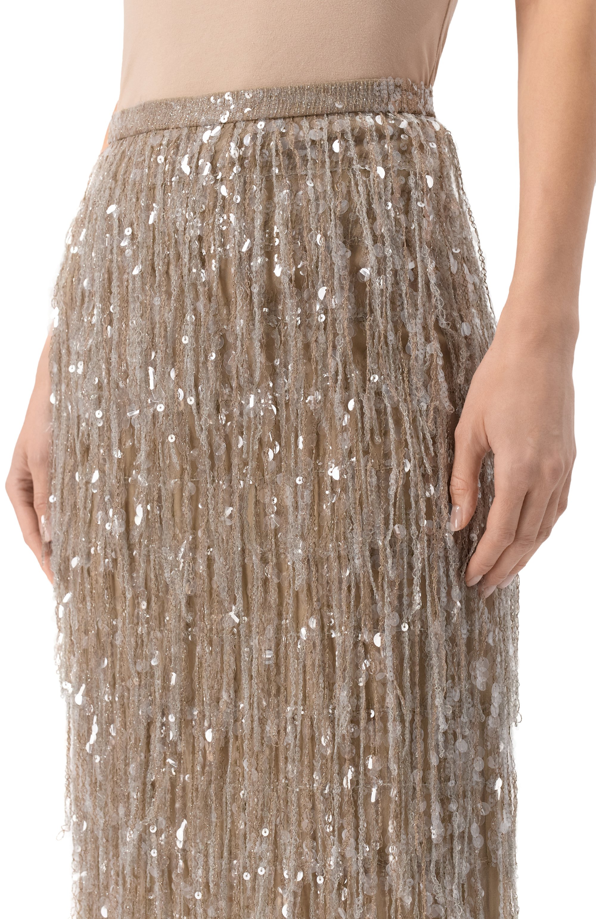 Шелковая юбка с отделкой пайетками BRUNELLO CUCINELLI, арт. MF940G3801, фото 5