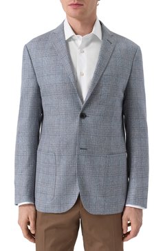Мужской пиджак из шелка и шерсти CORNELIANI синего цвета, арт. 25X002-2516215 | Фото 4 (Драгоценные камни: Проставлено; Рукава: Длинные; Длина (для топов): Стандартные; Материал внешний: Шелк; Материал сплава: Проставлено; Пиджаки М: Приталенный; 1-2-бортные: Однобортные; Стили: Кэжуэл; Случай: Повседневный)