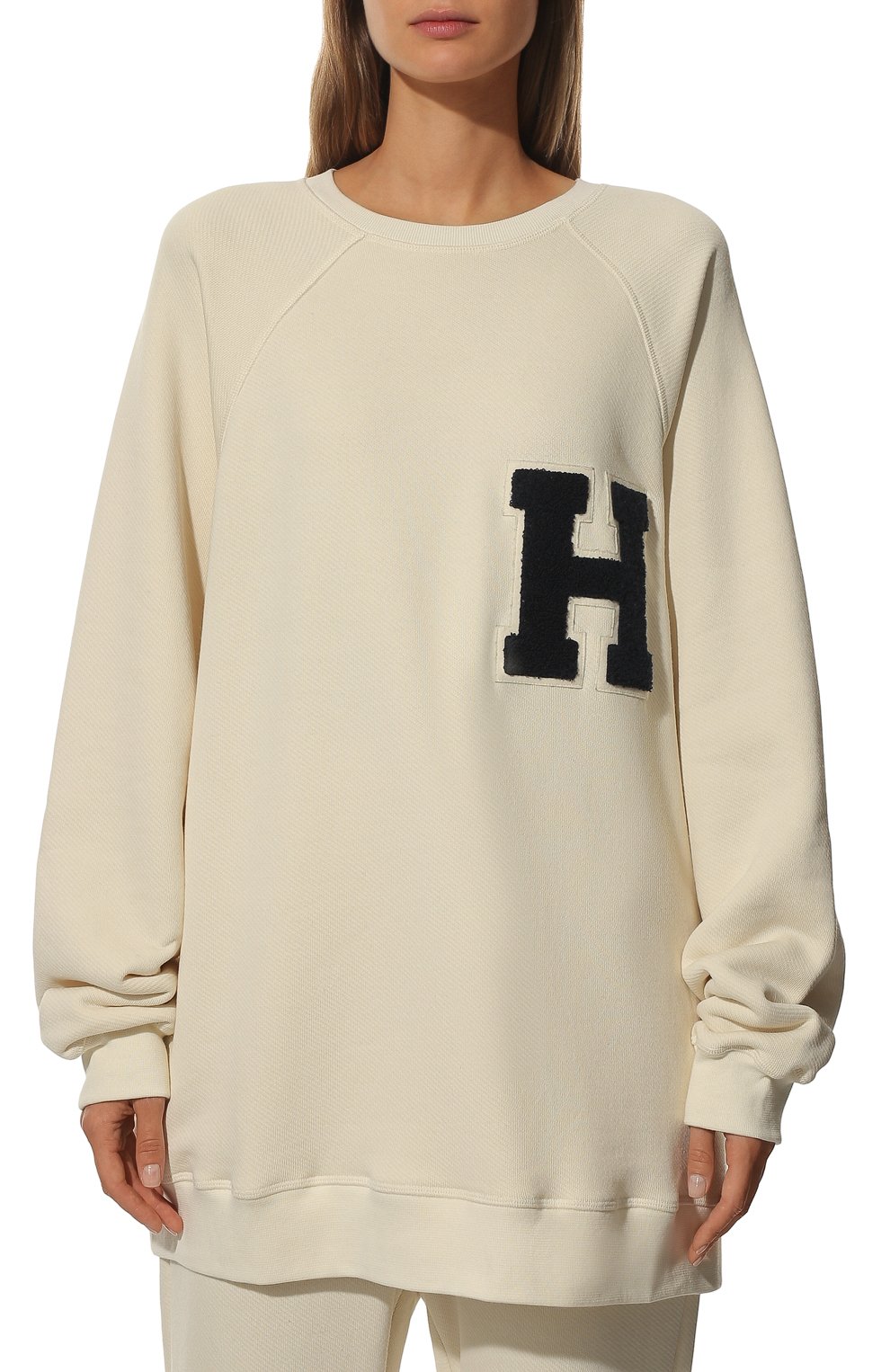 Свитшот из хлопка и кашемира HALFBOY кремового цвета по цене 49500 руб., арт. H04WFCR1302, фото 3 Свитшот из хлопка и кашемира HALFBOY, арт. H04WFCR1302, фото 3