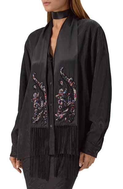 Шелковый шарф DRIES VAN NOTEN черного цвета по цене 86500 руб., арт. 131301/4441, фото 2 Шелковый шарф DRIES VAN NOTEN, арт. 131301/4441, фото 2