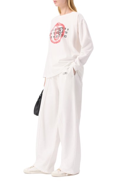 Хлопковый лонгслив MM6 белого цвета по цене 37200 руб., арт. S62GD0197/S24312, фото 2 Хлопковый лонгслив MM6, арт. S62GD0197/S24312, фото 2