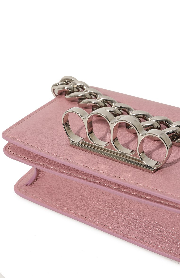 Женская сумка jewelled ALEXANDER MCQUEEN светло-розового цвета, арт. 708146/DYTVT | Фото 3 (Размер: mini; Материал: Натуральная кожа; Ремень/цепочка: На ремешке)