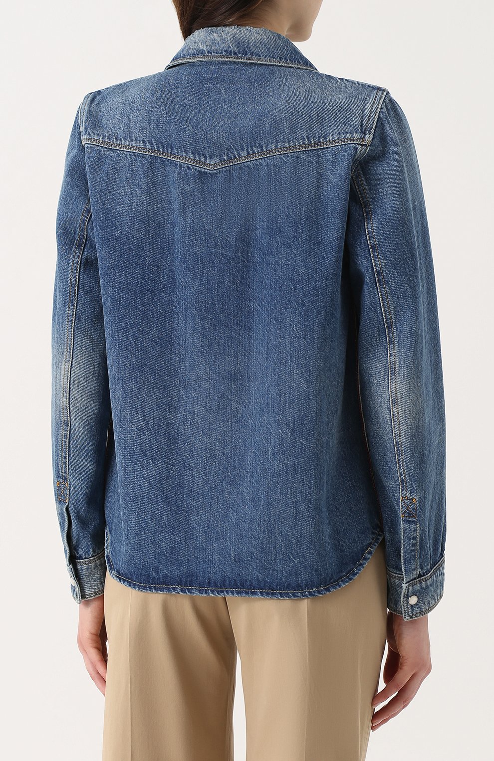 Джинсовая блуза прямого кроя с потертостями VALENTINO, арт. MB3DB00L/48G, фото 4