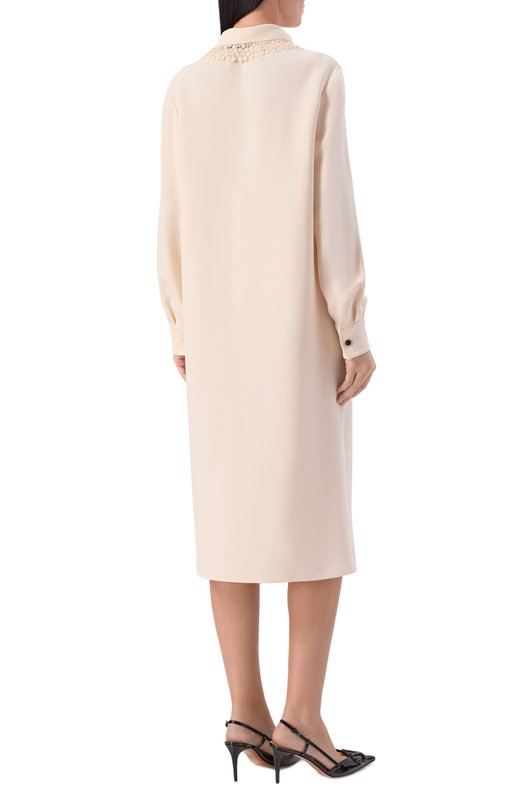 Шелковое платье Valentino 8B3VAHV5/1MM Кремовый  8B3VAHV5/1MM Фото 3