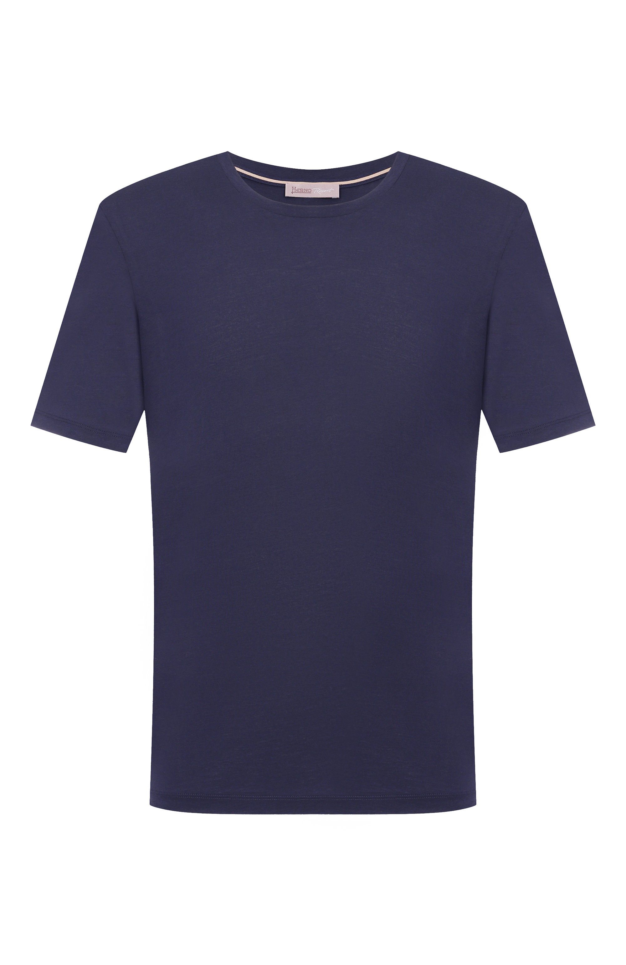 Футболка из хлопка и шелка HERNO темно-синего цвета по цене 27250 руб., арт. JG00050UR/52112, фото 1 Футболка из хлопка и шелка HERNO, арт. JG00050UR/52112, фото 1