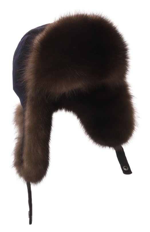 Шапка-ушанка с отделкой из меха соболя Black Sable BS-005F4 Синий BS-005F4