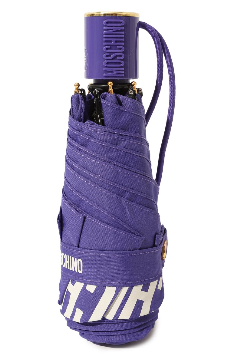 Женский складной зонт MOSCHINO фиолетового цвета, арт. 8765-C0MPACT | Фото 4 (Материал: Текстиль, Синтетический материал, Металл; Нос: Не проставлено)