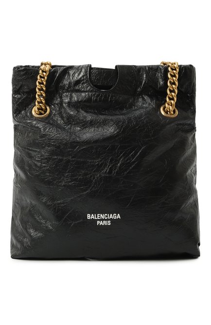 Женская сумка-тоут crush small BALENCIAGA черного цвета, арт. 742942/210IT | Фото 1 (Размер: small; Драгоценные камни: Проставлено; Материал: Натуральная кожа; Материал сплава: Проставлено)