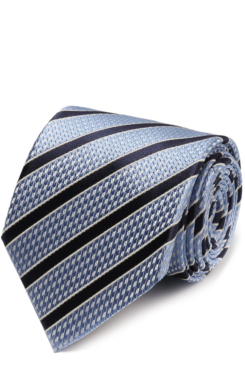 Шелковый галстук с узором ZEGNA голубого цвета по цене 17950 руб., арт. Z9D691L8, фото 1 Шелковый галстук с узором ZEGNA, арт. Z9D691L8, фото 1