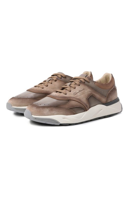 Кожаные кроссовки Innova Santoni MBIG22112BGRTSBB Бежевый MBIG22112BGRTSBB