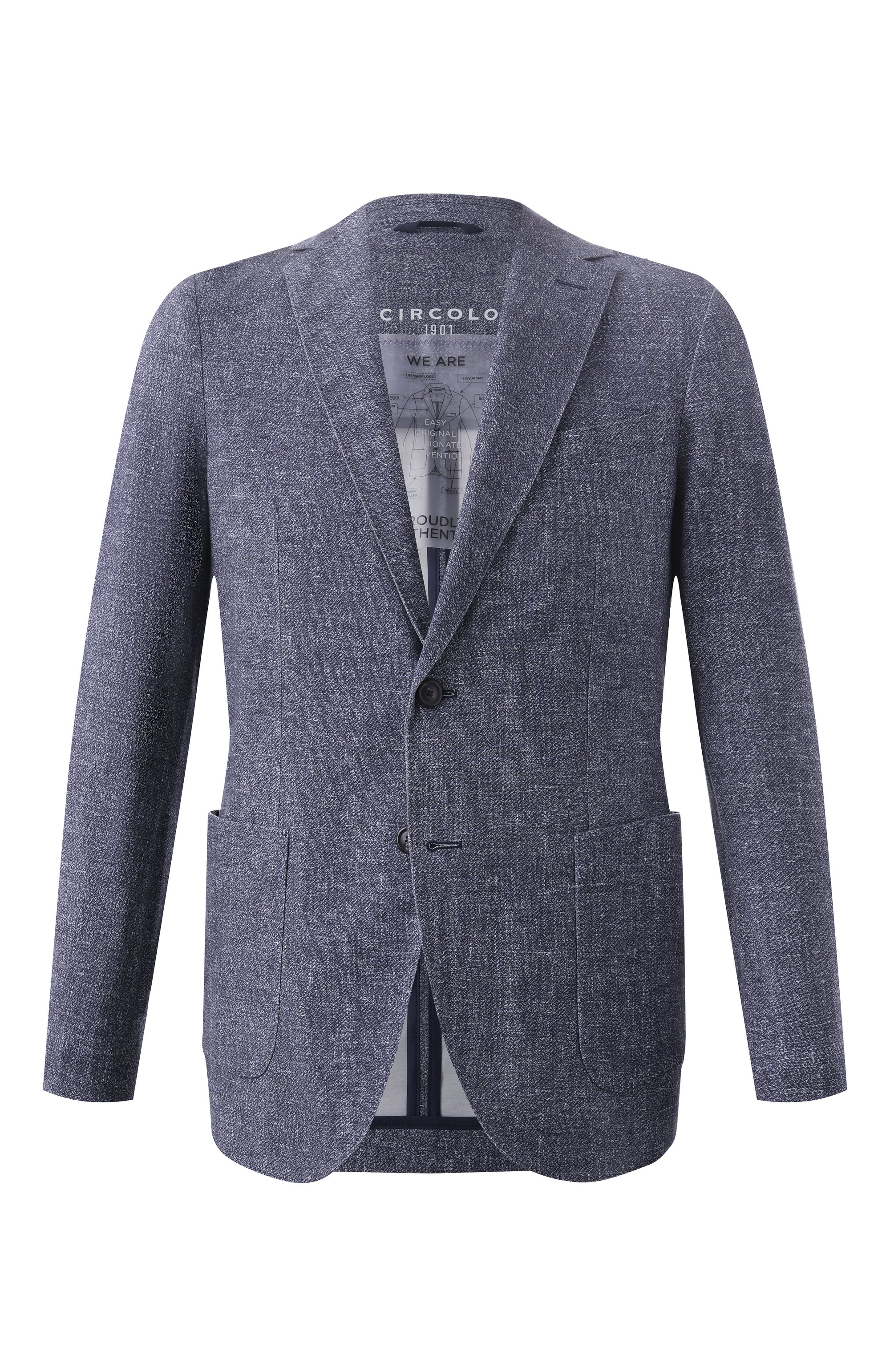 Хлопковый пиджак CIRCOLO 1901 синего цвета по цене 63400 руб., арт. CN4776, фото 1 Хлопковый пиджак CIRCOLO 1901, арт. CN4776, фото 1
