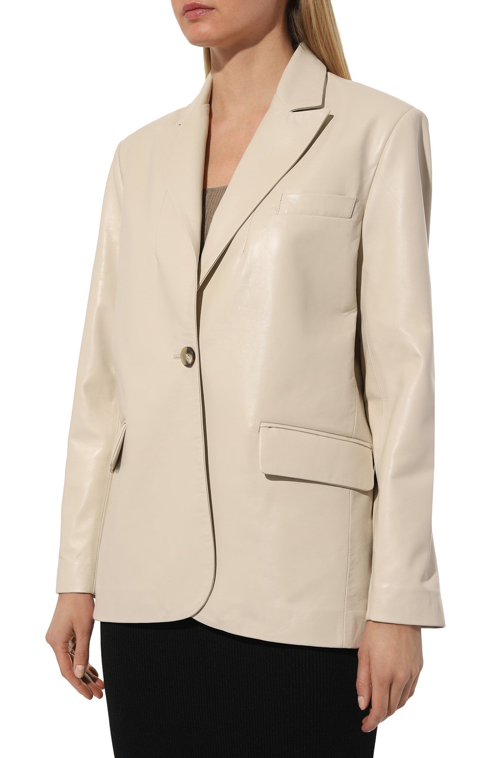 Кожаный жакет CHAUD STUDIO кремового цвета по цене 105000 руб., арт. YVESJACKET22, фото 3 Кожаный жакет CHAUD STUDIO, арт. YVESJACKET22, фото 3