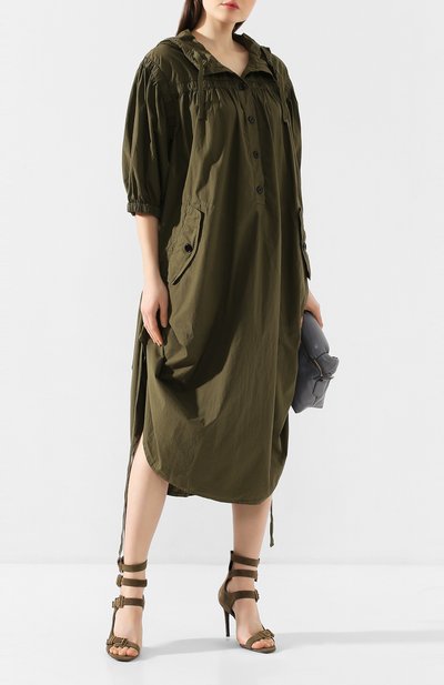 Хлопковое платье DRIES VAN NOTEN хаки цвета по цене 58300 руб., арт. 201-31082-9030, фото 2 Хлопковое платье DRIES VAN NOTEN, арт. 201-31082-9030, фото 2