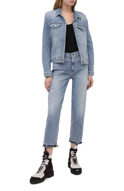 Джинсовая куртка 7 FOR ALL MANKIND голубого цвета по цене 26250 руб., арт. JSCM1200LS, фото 2 Джинсовая куртка 7 FOR ALL MANKIND, арт. JSCM1200LS, фото 2