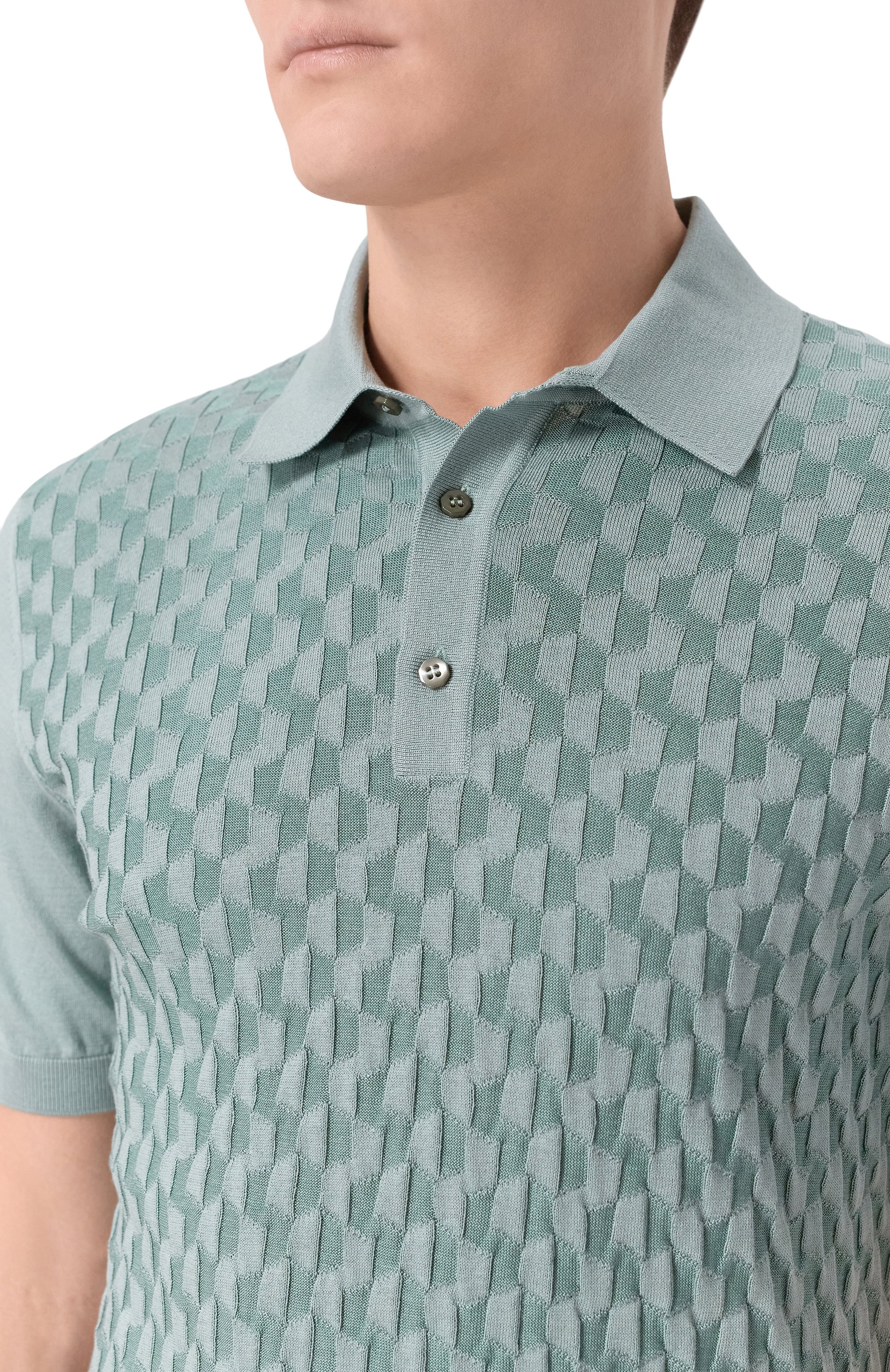 Поло из шелка и хлопка STEFANO RICCI бирюзового цвета по цене 121000 руб., арт. K818110P13/F26176, фото 5 Поло из шелка и хлопка STEFANO RICCI, арт. K818110P13/F26176, фото 5