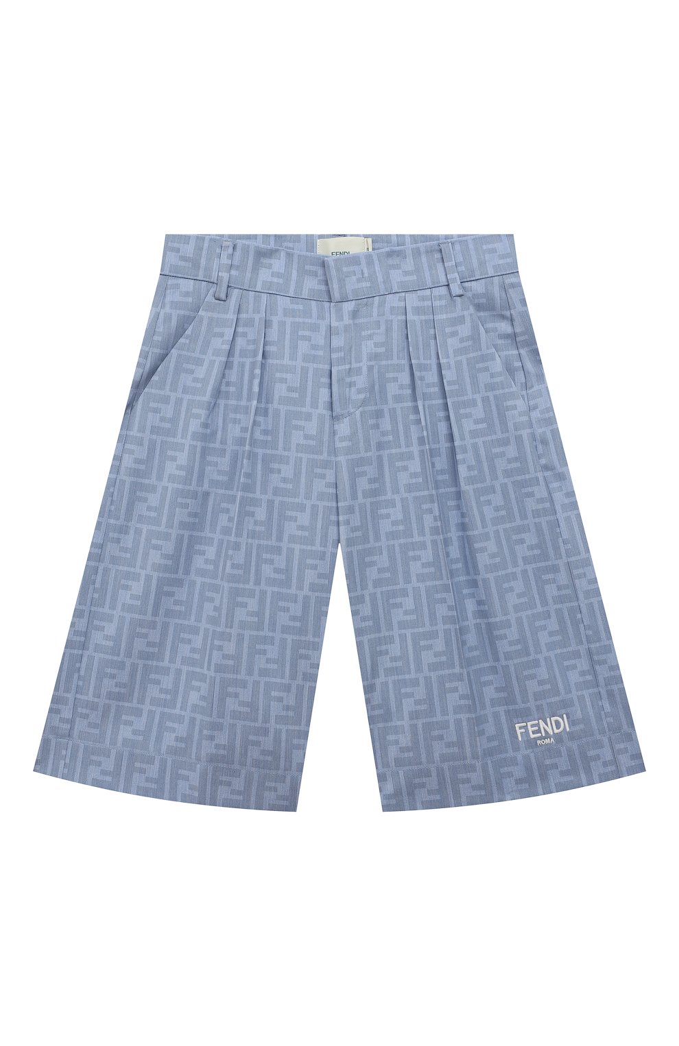 Хлопковые шорты FENDI голубого цвета по цене 46500 руб., арт. JMF433/AMIX/8A-12+, фото 1 Хлопковые шорты FENDI, арт. JMF433/AMIX/8A-12+, фото 1