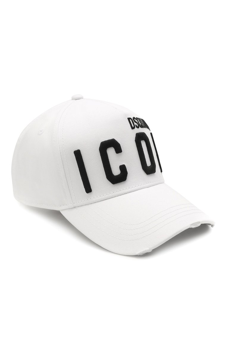 Мужская хлопковая бейсболка icon DSQUARED2 белого цвета, арт. BCM0412 05C00001 | Фото 1 (Материал: Хлопок, Текстиль; Материал сплава: Проставлено; Нос: Не проставлено)