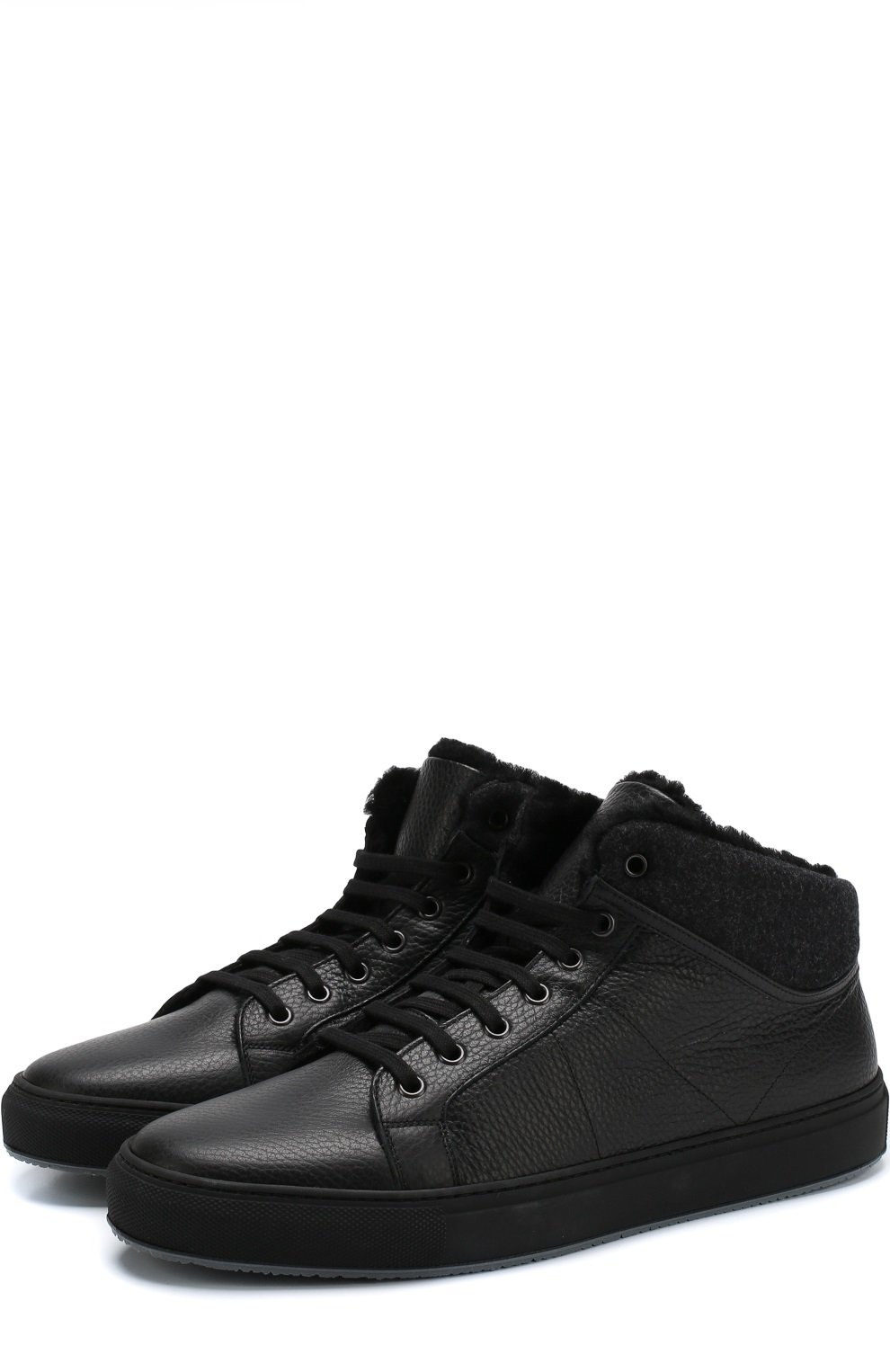 Высокие кожаные кеды с внутренней меховой отделкой CORNELIANI, арт. 82TM46-8820955, фото 1
