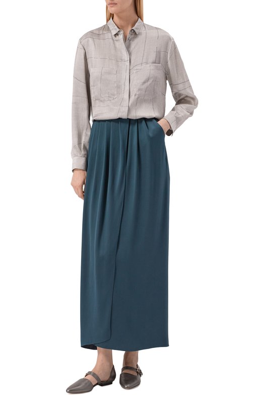 Атласная юбка Giorgio Armani GW002782/TE10101 Зелёный  GW002782/TE10101 Фото 2