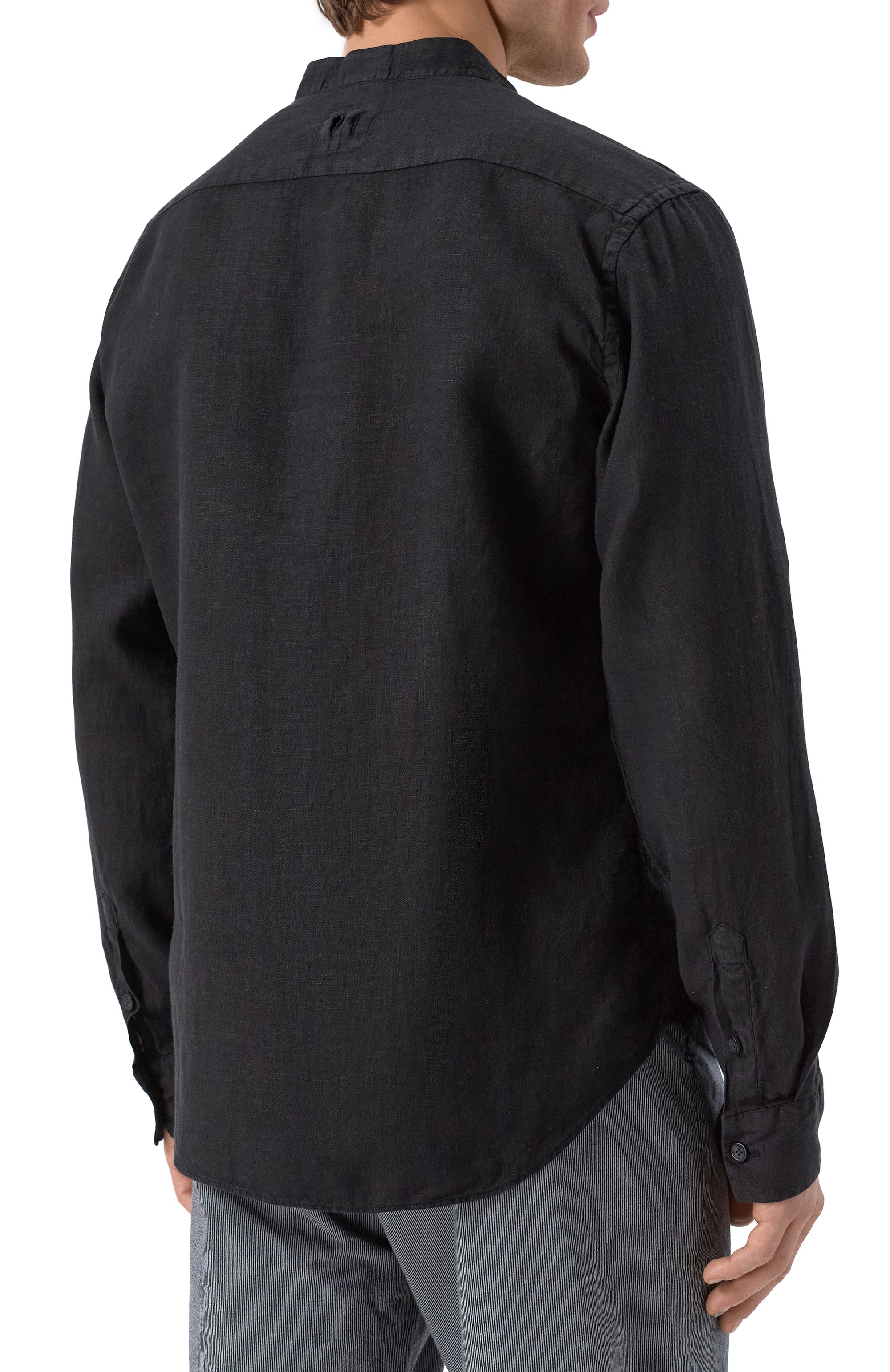 Льняная рубашка HANNES ROETHER черного цвета по цене 27300 руб., арт. T029PAS.608, фото 4 Льняная рубашка HANNES ROETHER, арт. T029PAS.608, фото 4