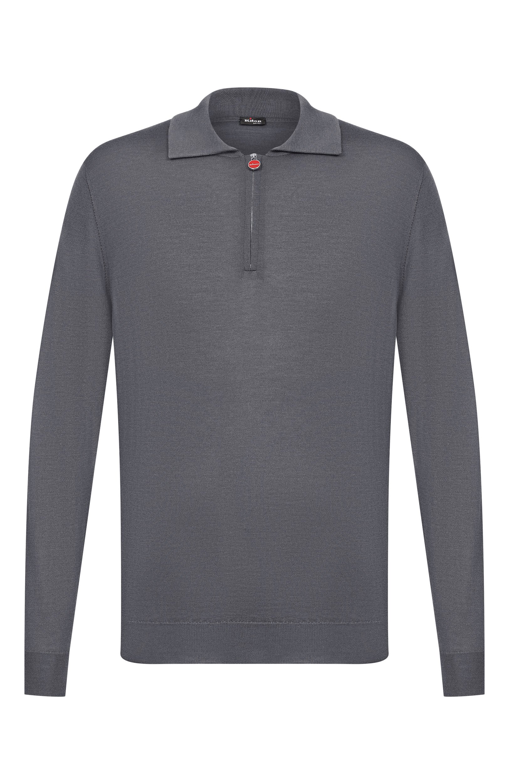 Поло из кашемира и шелка KITON серого цвета по цене 226500 руб., арт. UMKX05Z, фото 1 Поло из кашемира и шелка KITON, арт. UMKX05Z, фото 1