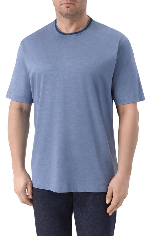 Футболка из хлопка и шелка Cortigiani 4AJ635 Синий  4AJ635 Фото 3
