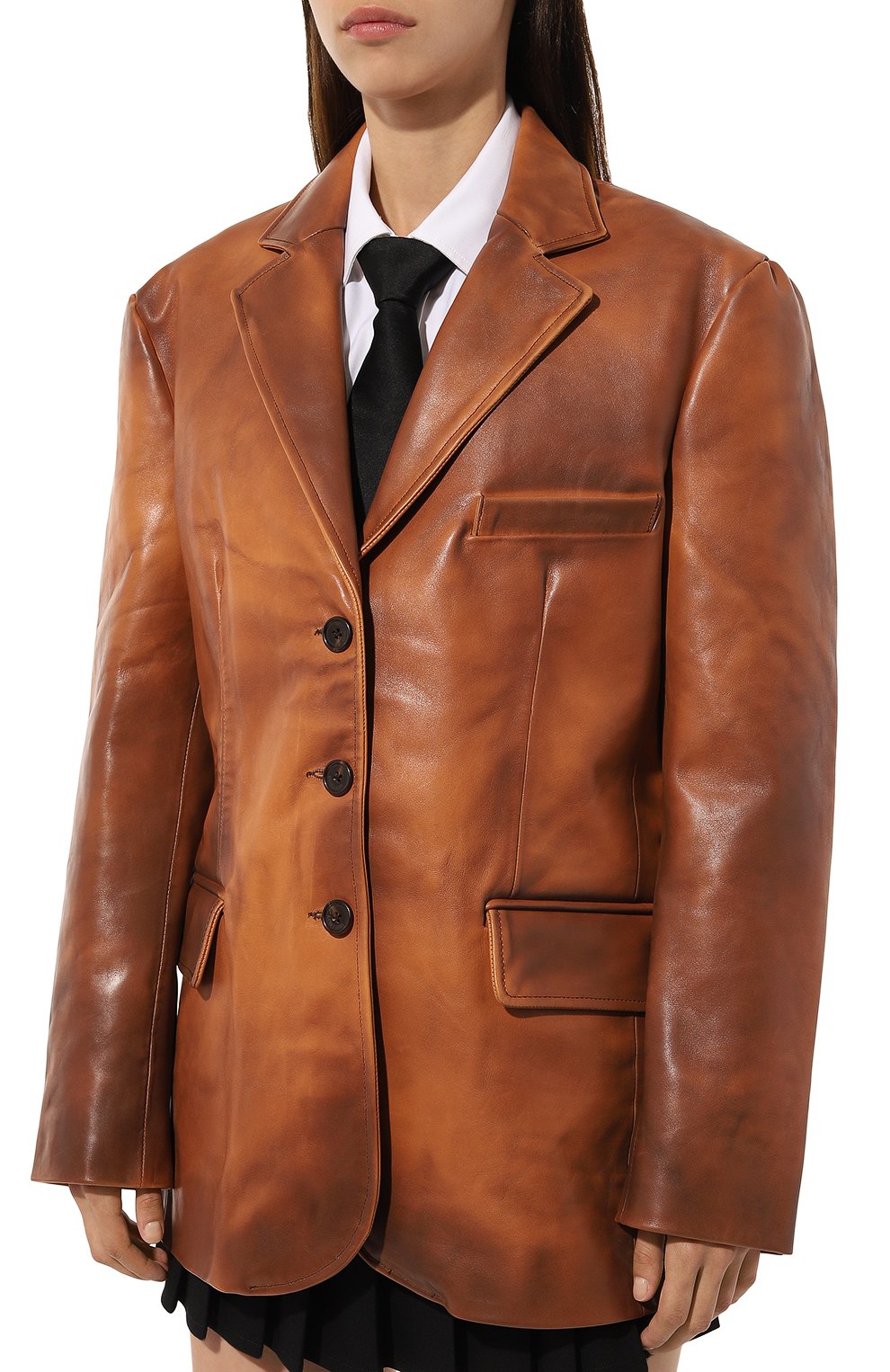 Кожаный жакет GIUSEPPE DI MORABITO коричневого цвета по цене 185000 руб., арт. 03PFJA103P 03339, фото 3 Кожаный жакет GIUSEPPE DI MORABITO, арт. 03PFJA103P 03339, фото 3