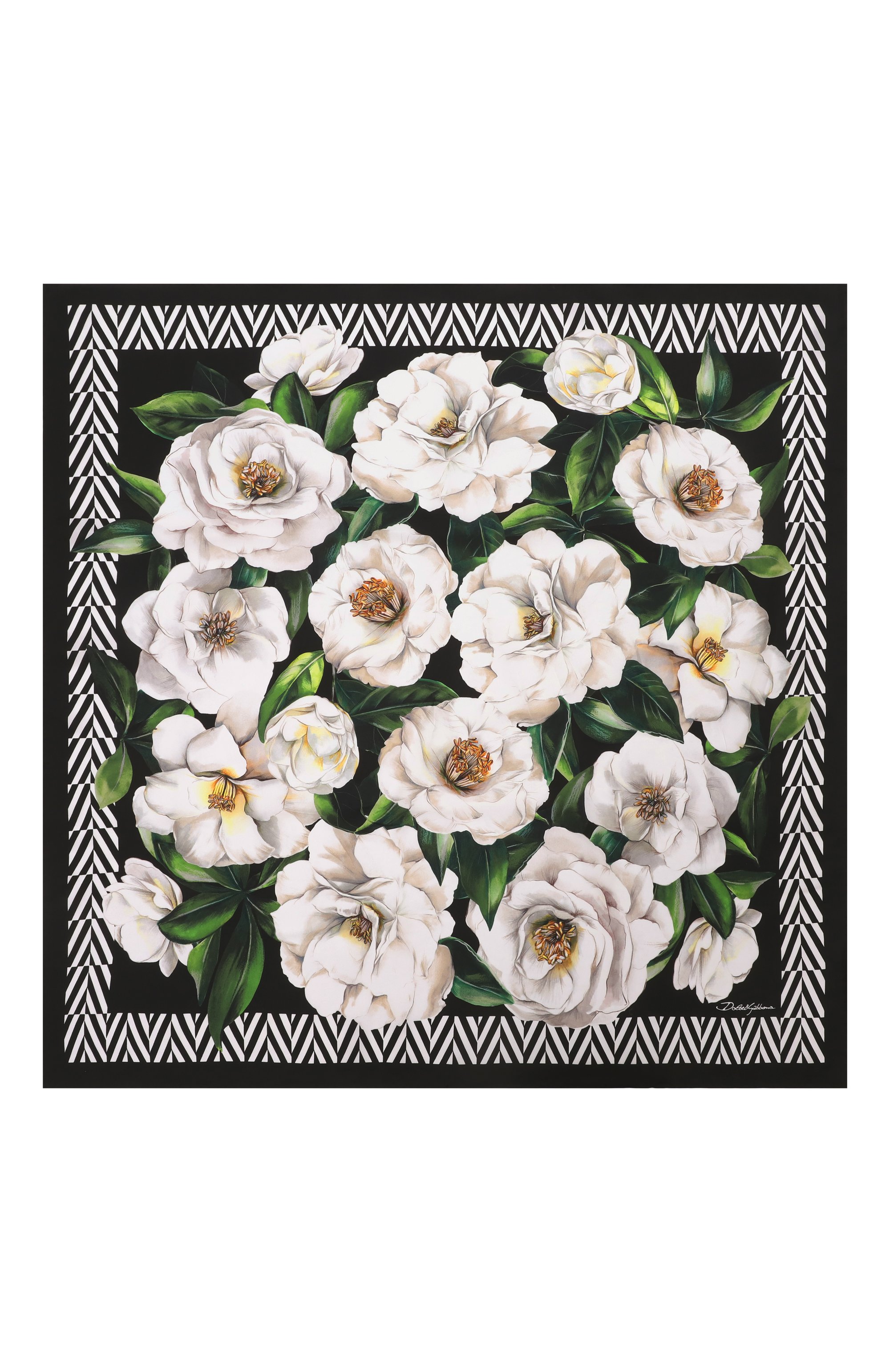 Шелковый платок DOLCE & GABBANA черно-белого цвета по цене 68050 руб., арт. FN090R/GDCUG, фото 3 Шелковый платок DOLCE & GABBANA, арт. FN090R/GDCUG, фото 3