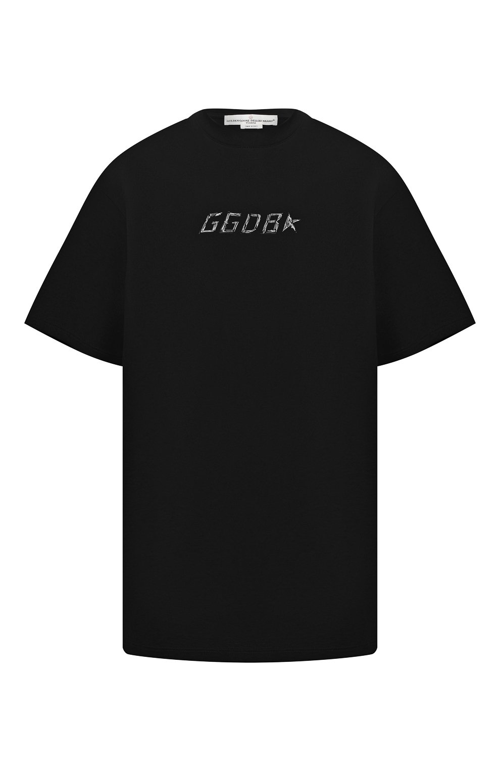 Хлопковая футболка GOLDEN GOOSE DELUXE BRAND черного цвета по цене 12850 руб., арт. G35WP024.A2, фото 1 Хлопковая футболка GOLDEN GOOSE DELUXE BRAND, арт. G35WP024.A2, фото 1