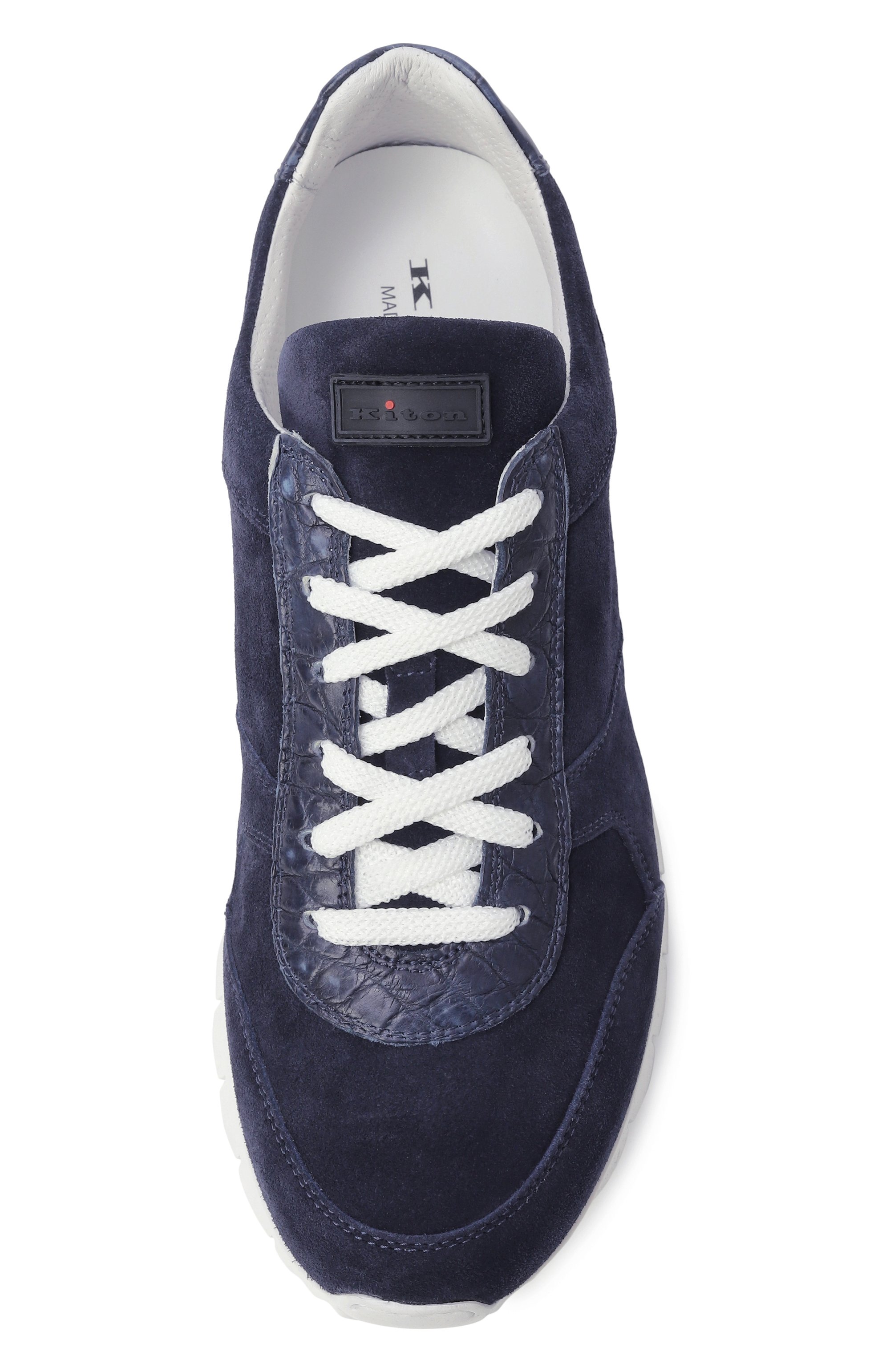 Замшевые кроссовки с отделкой из кожи крокодила KITON, арт. USSA077N0127701, фото 6